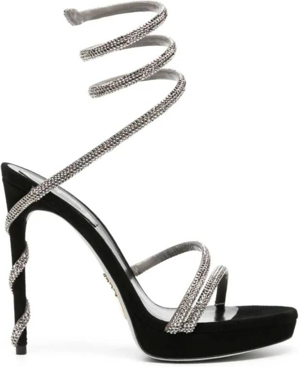 René Caovilla Zwarte Strappy Sandalen Black Dames