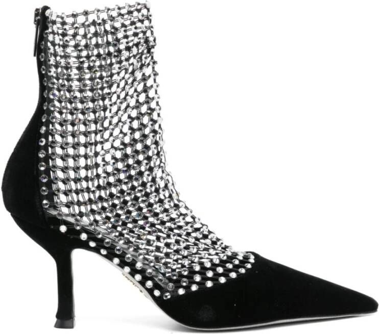 René Caovilla Zwarte Strass Mesh Stiletto Hakken Black Dames