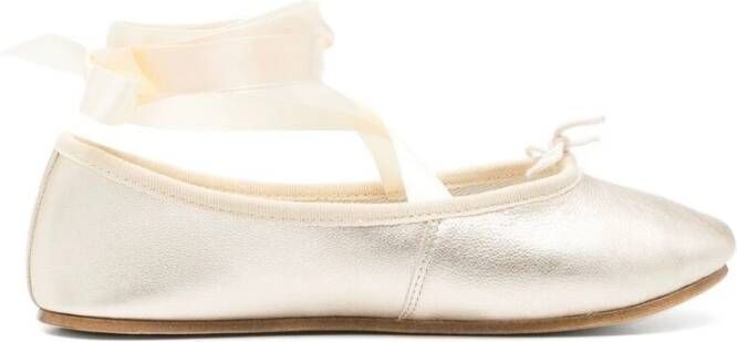 Repetto Goudkleurige enkelband platte schoenen Yellow Dames