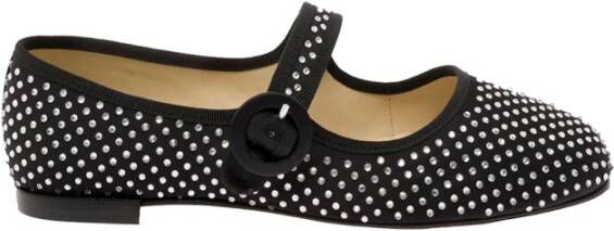 Repetto Zwarte Mary-Jane Rhinestone Platte Schoenen Black Dames