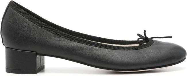 Repetto Zwarte Leren Ballet Flats met Lint Black Dames