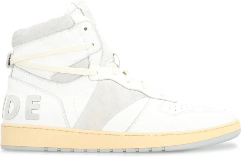 Rhude Vintage Leren High-Top Sneakers White Heren