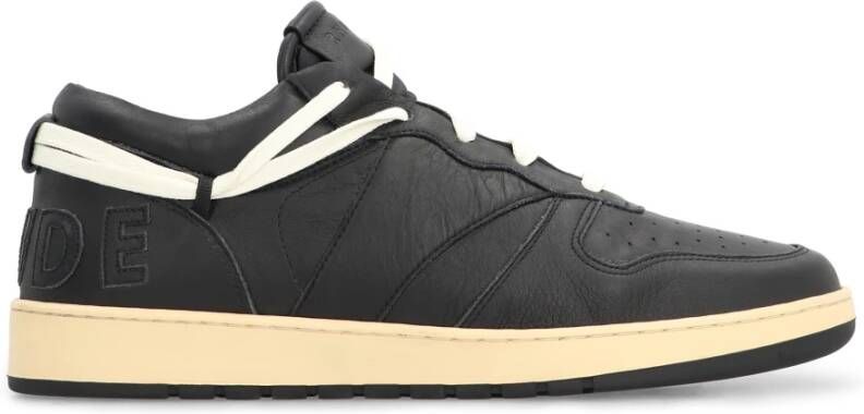 Rhude Vintage Leren Sneakers met Extra Veters Black Heren