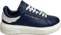 Richmond Blauwe leren sneaker met wit logo Blue Heren - Thumbnail 1