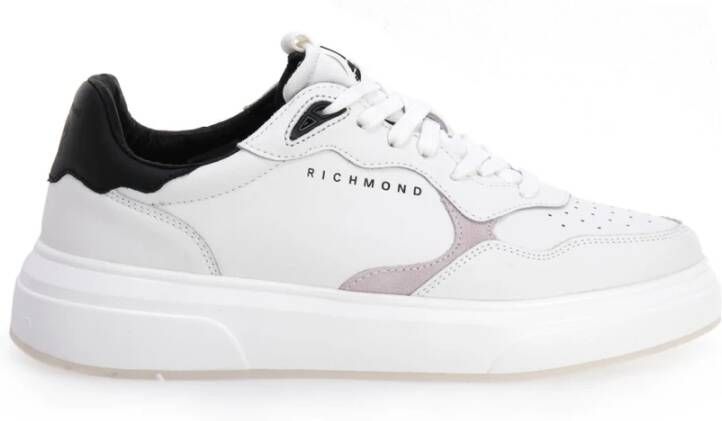 John Richmond Leren sneakers met vetersluiting White Heren