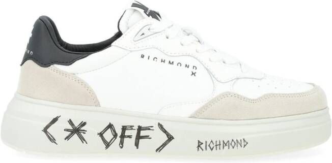 Richmond Witte en beige leren en suède sneakers White Heren