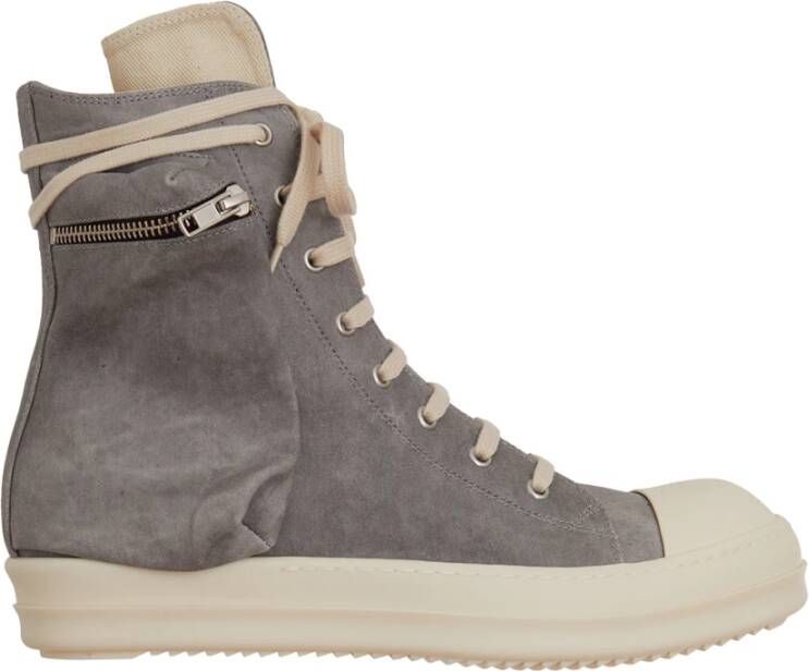 Rick Owens Denim Cargo High Top Sneaker Gray Heren