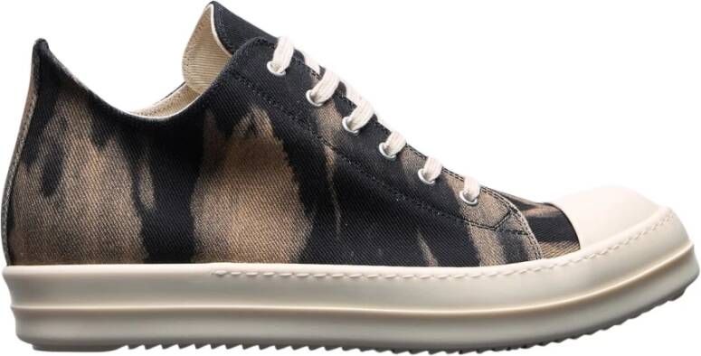 Rick Owens Denim Grafische Lage Sneakers Black Heren