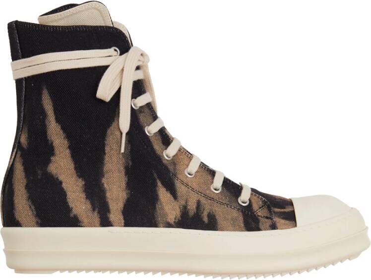 Rick Owens Denim High Top Sneaker Brown Dames