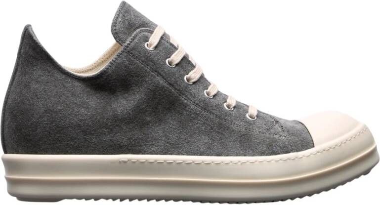 Rick Owens Geborsteld Weefsel Lage Sneakers Gray Heren