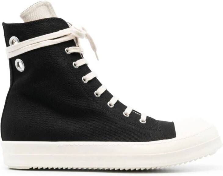 Rick Owens Geobasket Denim Sneakers Zwart Melk Black Heren