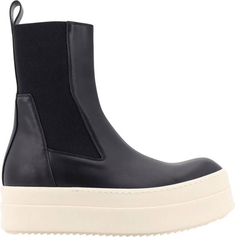 Rick Owens Gestikte Leren Bumperlaarzen Black Heren