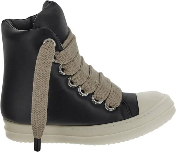 Rick Owens Gewatteerde Sneakers in Koeienleer Black Dames