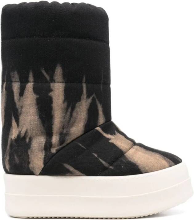 Rick Owens Gewatteerde Zwarte Mid-Calf Flatform Schoenen Black Heren