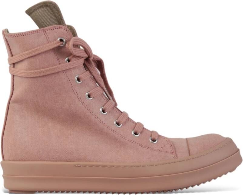 Rick Owens Gewaxte Hoge Sneakers Pink Dames