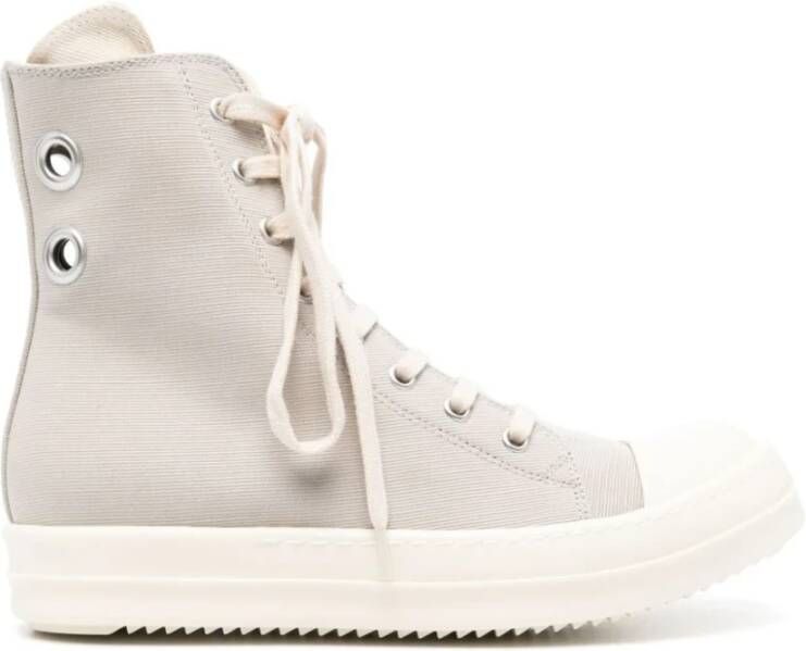 Rick Owens Grijze Sneakers Haaien Tand Zool Rits Veters Gray Dames