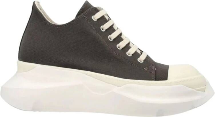 Rick Owens Grijze Sneakers Leer Veters Rubber Zool Gray Heren