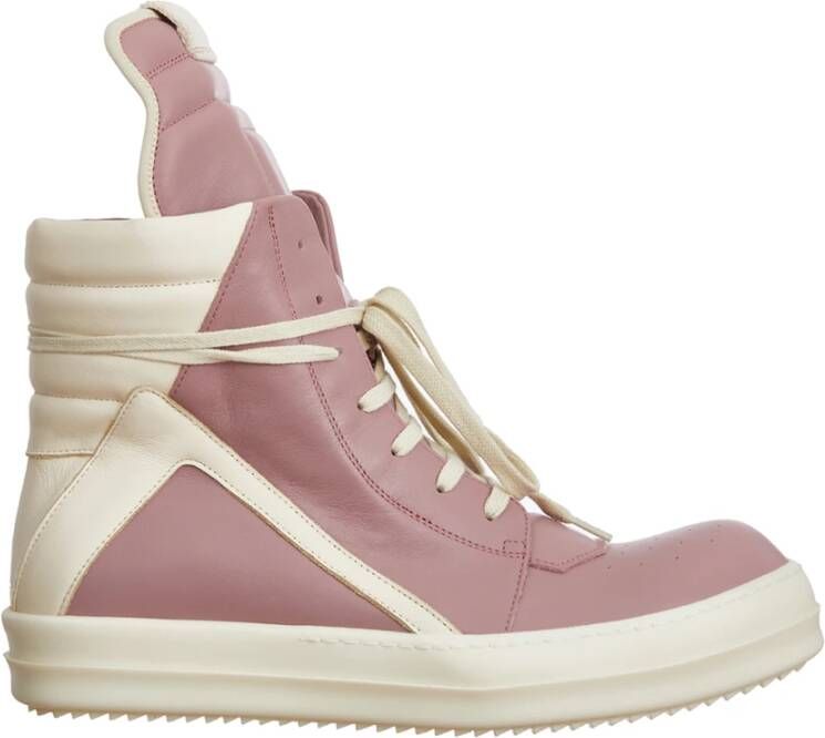 Rick Owens Hoge Sneaker met Geometrisch Ontwerp Pink Heren