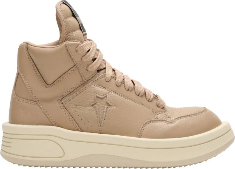 Rick Owens Hoge Top Sneaker Samenwerking Beige Heren