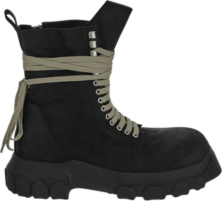 Rick Owens Leren Army Tractor Boot Black Heren