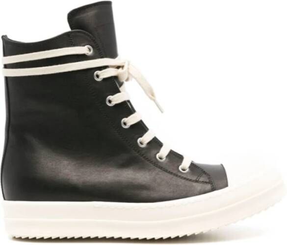 Rick Owens Leren Bumper Sneakers Zwart Wit Black Dames