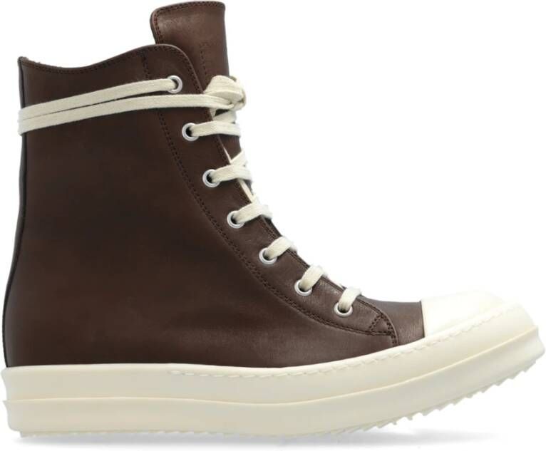 Rick Owens Leren enkellaagse sneakers Brown Dames