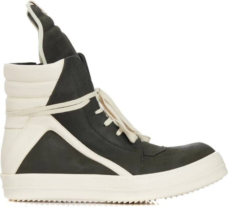 Rick Owens Leren High-Top Sneakers Green Heren