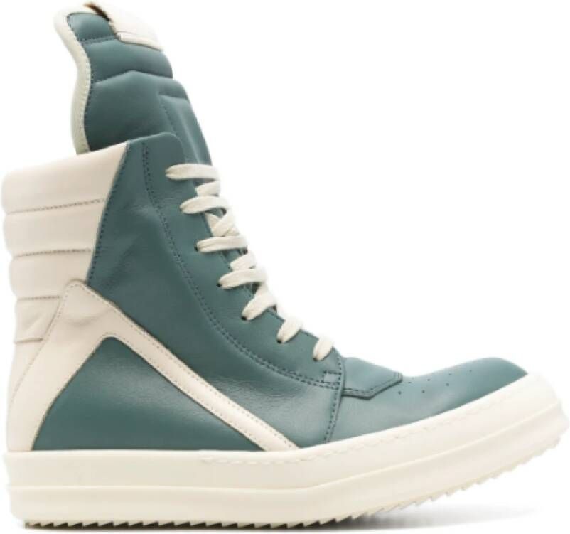 Rick Owens Leren Hoge Sneakers Mondwater Blue Dames