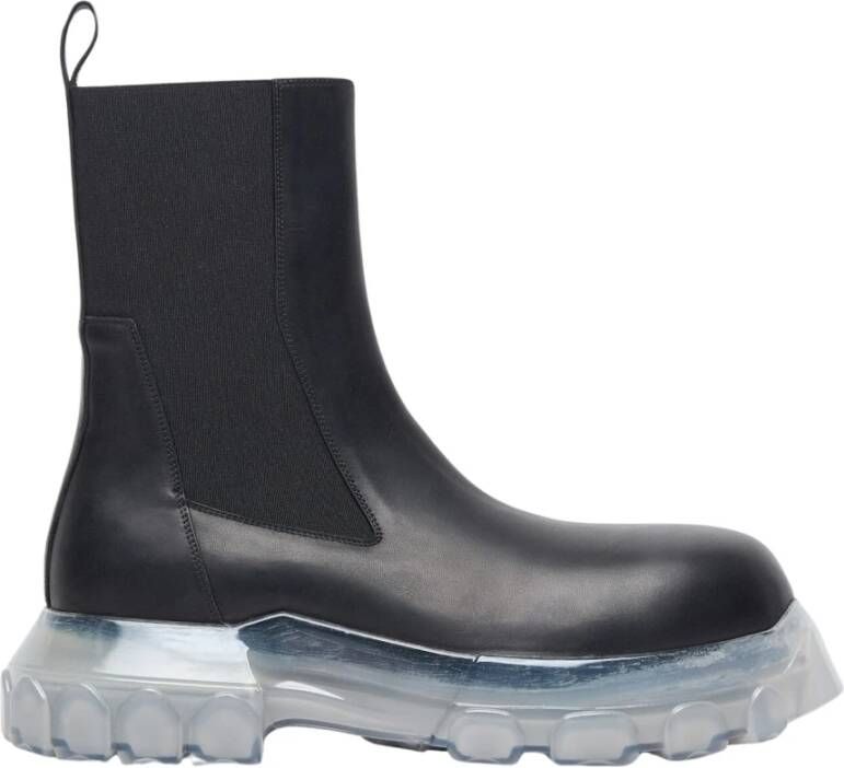 Rick Owens Leren Tractorlaarzen met Transparante Zool Black Heren