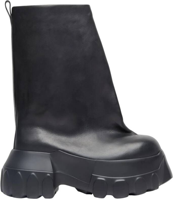 Rick Owens Oblique Mega Tractor Leren Laarzen Black Heren