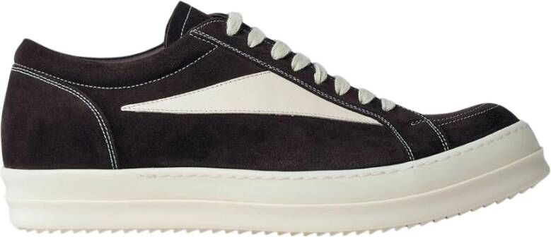 Rick Owens Retro Sneakers van Katoen met Suède Panelen Brown Heren