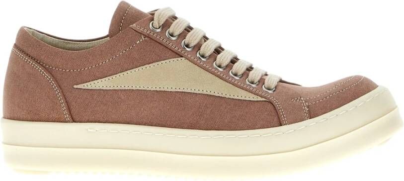 Rick Owens Roze Denim Sneakers met Sharktooth Sole Pink Dames