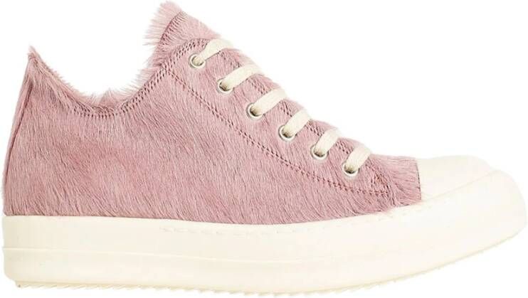 Rick Owens Roze Leren Sneakers met Haaien-Tand Zolen Pink Dames