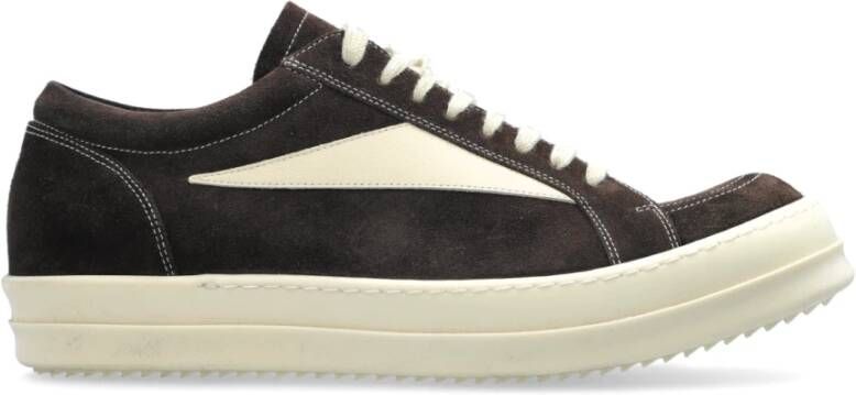 Rick Owens Retro Sneakers van Katoen met Suède Panelen Brown Heren