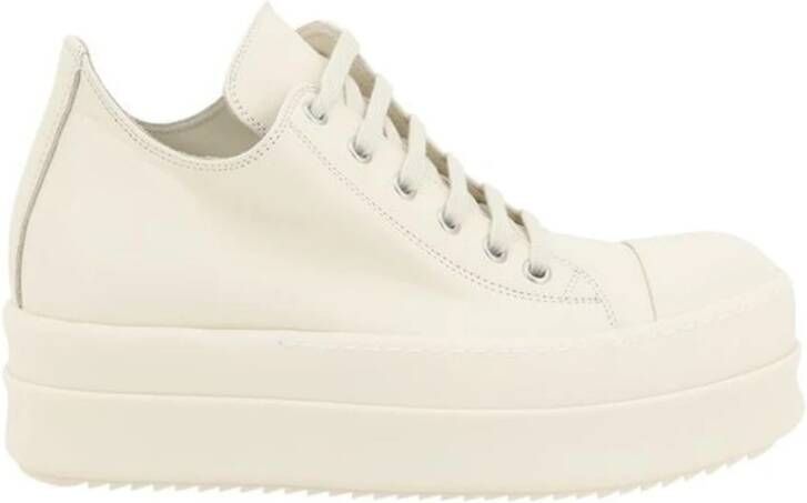 Rick Owens Vetersluiting Leren Platform Sneakers White Dames