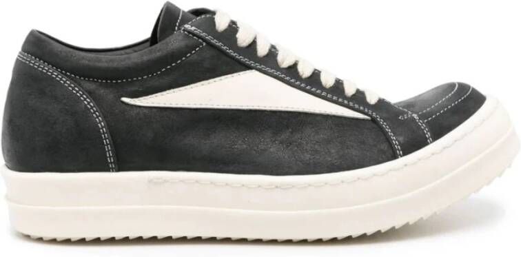 Rick Owens Vintage Zwart-Witleren Sneakers Black Dames