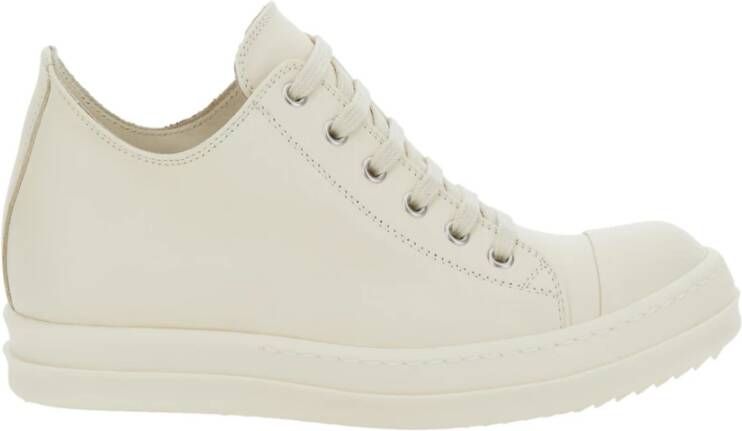 Rick Owens Witte lage leren sneakers White Dames