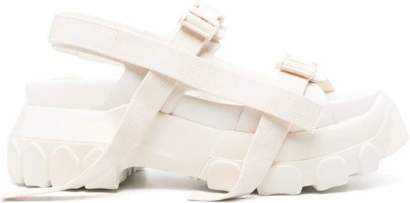 Rick Owens Witte Leren Casual Open Teen Sandalen White Dames