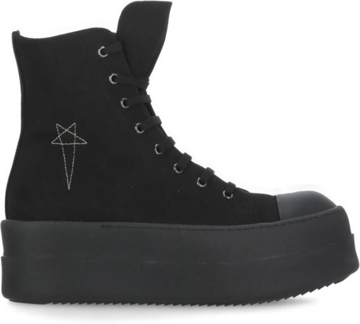 Rick Owens Zwarte hoge sneakers met logo Black Heren