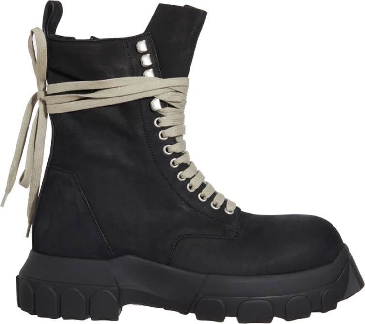 Rick Owens Zwarte Leren Army Tractor Laarzen Black Heren