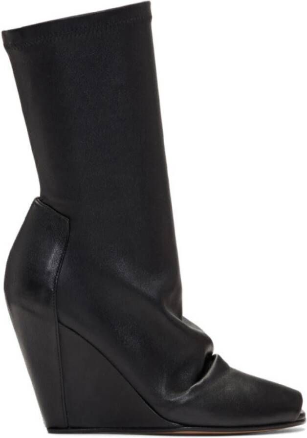 Rick Owens Zwarte Leren Enkellaarzen Black Dames