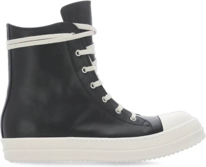 Rick Owens Zwarte Leren High Top Sneakers Black Dames