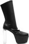 Rick Owens Zwarte leren peep toe kuitlaarzen Black Dames - Thumbnail 1