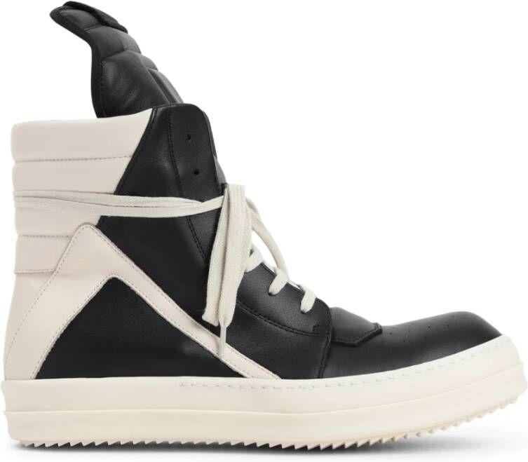 Rick Owens Zwarte Leren Sneakers Luxe Stijl Black Heren