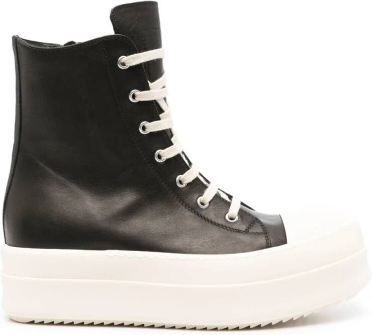 Rick Owens Zwarte Leren Sneakers Metalen Details Black Dames