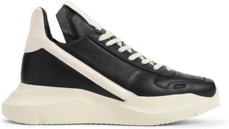 Rick Owens Zwarte Leren Sneakers Stijlvol Comfort Black Heren