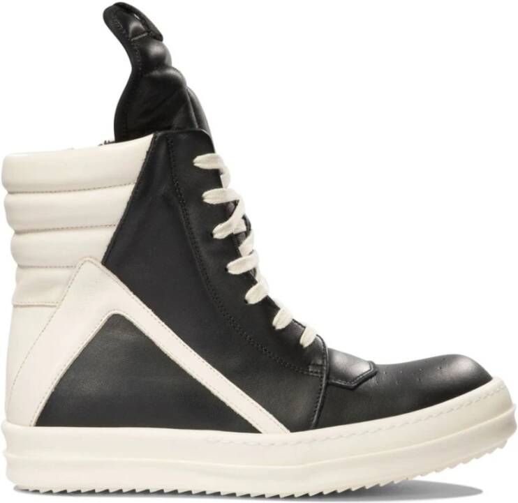 Rick Owens Zwarte Leren Sneakers Twee-Tint Ontwerp Black Dames