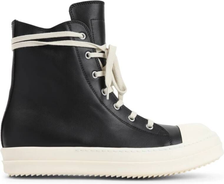 Rick Owens Zwarte Leren Sneakers Verhogen Stijl Black Heren