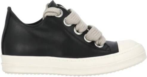 Rick Owens Zwarte Leren Sneakers Vrouw Ronde Neus Black Dames