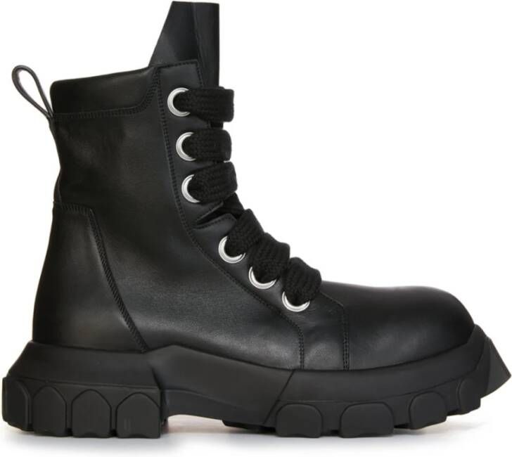 Rick Owens Zwarte Leren Veterschoenen Black Heren